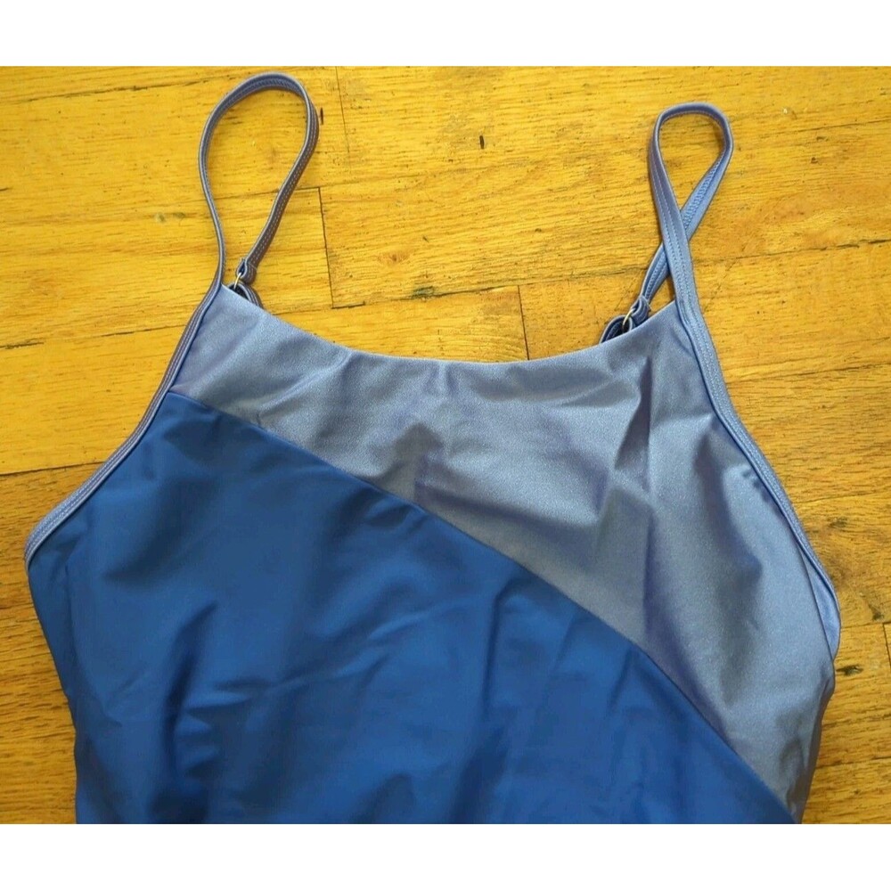 Speedo Women's Asymmetrical Colorblock One Piece Swimsuit Dazzling Blue NWT - Picture 4 of 8